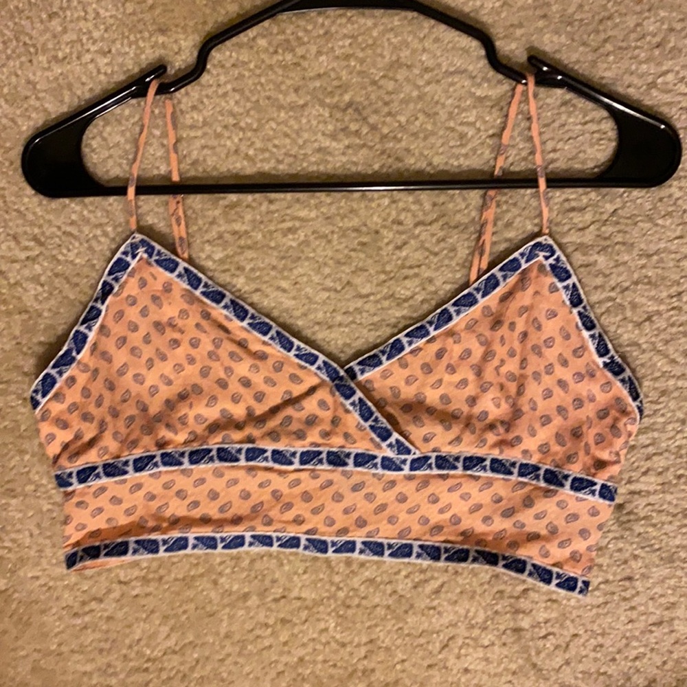 Orange & Navy Multi-Patterned Crop Top